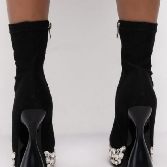 AZALEA WANG DIAMONDS WALK  RUNWAY CHUNKY BOOTIE IN BLACK ( BRAND NEW ) - Picture 3 of 7